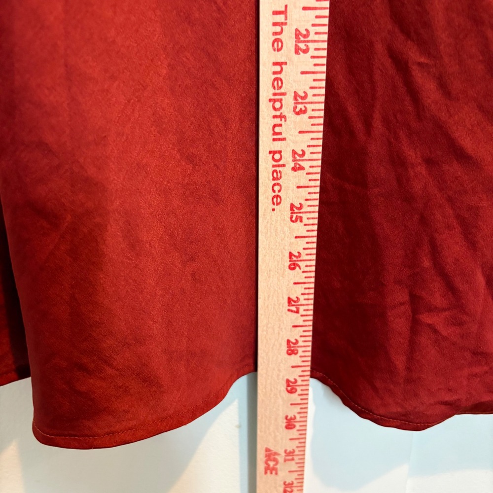 AEROPOSTALE Rust Red Satin Bias Cut Midi Skirt XS Slip Skirt Y2K Minimalist - Picture 7 of 11